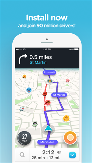 Waze中文版导航地图 v4.98.0.1 安卓版图1